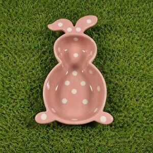 Pink Polka Dot Bunny Shaped Candy Dish, Trinket Tray